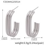 color: F293-Steel Color Three Layer Geometric U Shape Earrings