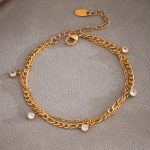 Light Luxury Asterism Pendant Drill Design Stainless Steel Anklets Combination Female Super Expensive Simple Chain Ornament
