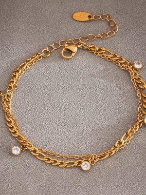 Light Luxury Asterism Pendant Drill Design Stainless Steel Anklets Combination Female Super Expensive Simple Chain Ornament
