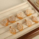 INS Stainless Steel 18K Gold Plating round Heart-Shaped C- Shaped Inlaid Pearl Stud Earrings Earrings Eardrops