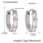 color: F512-Steel Color Zircon Earrings -M-12mm
