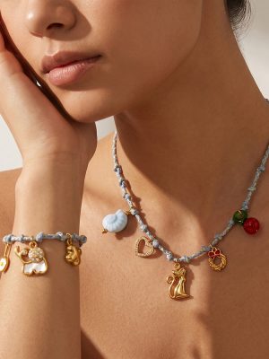 Summer Gentle and Fresh Holiday Bracelet Necklace DIY Multi-Element Pendant Braided Rope Jewelry Set