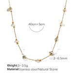 color: XL374GWG Grayish White Stone Gold Necklace