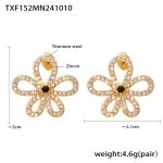color: TXF152-Gold Flower Set with Stone Earrings