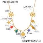 color: P104-Gold diy Ocean Series Necklace 41+5cm