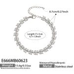 color: E666-Zircon Steel Color Bracelet -17+5cm