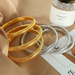 8mm Thread Stainless Steel Spring Bracelet Female Light Luxury Exaggerated Non-Fading Bracelet Personality Female