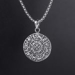 Sanskrit round Cross Compass Buddha Pearl Chain Necklace Stainless Steel Retro Pendant Ornaments