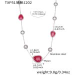 color: TXP515-Rose Red Resin Steel Color Necklace 47.5+5cm