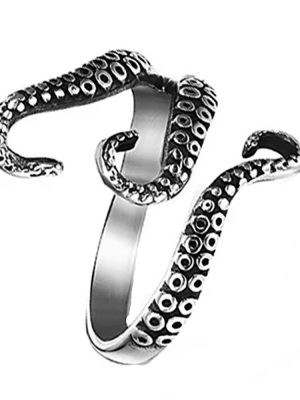 New Marine Animal Octopus Open Ring Men Fashion Brands Vintage Distressed Design Female Index Finger Ring