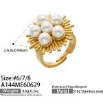 color: A144-Imitation Pearl Gold Ring / size: US 6