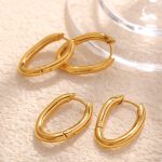 18K Real Gold Plated Geometric round Generous Earrings Ear Ring Women