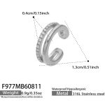 color: F977-Zircon C Shape Double Layer Steel Color Ear Clip