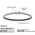 color: E402-Black Zircon Steel Color Bracelet -19cm