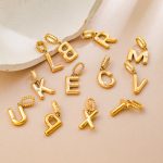 Personalized Bubble Three-Dimensional 26 English Pearl Letter Pendant Stainless Steel 18K Gold Plating DIY Accessories