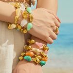 Irregular Resin Stainless Steel Bracelet Contrast Color Vacation Light Luxury Women's Necklace Set
