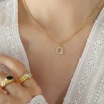color: RP016-Q Letter Gold Necklace 40+5cm