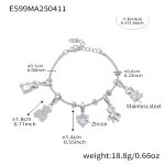 color: E599-Steel Color Zircon Multi-charm Bracelet 16+4cm