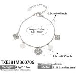color: TXE381-Four-petal Flower Zircon Steel Color Bracelet -17+5cm