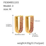 color: F836-3 Pink Color Zircon Earrings -Medium