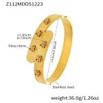 color: Z112-Gold Multicolor Rhinestone Bangle