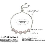 color: E305-Pink Zircon Steel Color Bracelet -23cm
