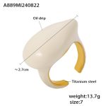 color: A889-Gold White Enamel Ring / size: US 7