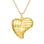color: Gold MS-539 Heart Shape Stripes Necklace