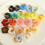 Dopamine Color Flower Ear Clips Ear Ring Stainless Steel Simple Camellia Earrings Pastoral Ornament
