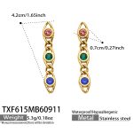 color: TXF615-Multicolor Zircon Gold Earrings