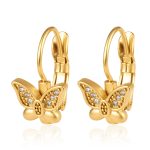 color: Butterfly French Clasp Earrings 15 Gold