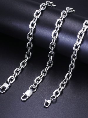 Hammer Cross Eight-Sided Grinding Cuban Link Chain Men's Necklace Stainless Steel Hand Jewelry Denim Buckle and Chain