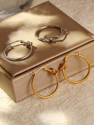 High-Grade Stainless Steel Knotted Earrings Light Luxury Women's Geometric round Decoration