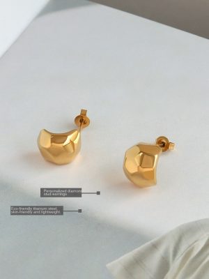 Personalized Creative Rhombic Ear Studs Geometric Irregular Earrings 18K Earrings Heart-Shaped