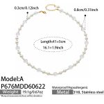 color: P676-A Style Shell Pearl Transparent Bead Gold Necklace -41+5cm