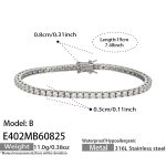 color: E402-White Zircon Steel Color Bracelet -19cm