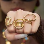 Stainless Steel Geometric Cord for Braiding Ring Design Gold-Plated Open Ring Light Luxury Twin Commuter Jewelry