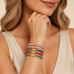 Inlaid Zircon 8 Color Stainless Steel Plated 18K Real Gold Non-Fading Bracelet Necklace Ornament