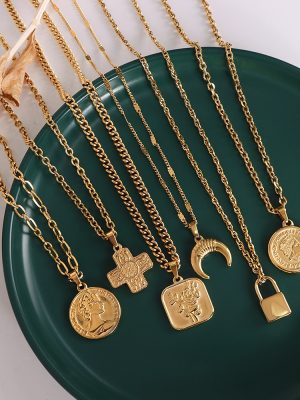 Twin Necklace Men's Joker Women Stainless Steel 18K Gold Plating O-Shaped Chain without Pendants Pure Necklace Ornament