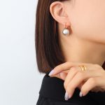 color: F369-Gold Gray Imitation Pearl Earrings 1 Pair