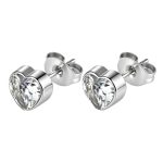 color: Heart Stud Earrings White Zircon Steel Color
