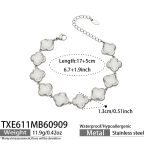 color: TXE611-White Glass Stone Flower Steel Color Bracelet -17+5cm