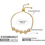 color: E305-Pink Zircon Gold Bracelet -23cm