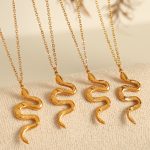 Snake Pendant Necklace Stainless Steel Gold Plated 18K Plating Non-Fading Ornament