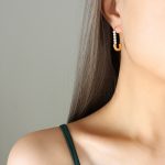 color: F359-Gold Brooch Pin Earrings