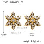 color: TXF219-Gold Snowflake Zircon Earrings