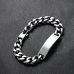 Hip Hop Cuban Bracelet Glossy Blank Curved Brand Men's Bracelet Stainless Steel Supply Ornament