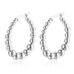 color: Round Welded Bead Earrings Steel Color