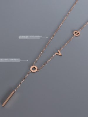 Marka Cold All-Match Stainless Steel 18K Gold Plating Love Pendant Clavicle Necklace Female Accessories