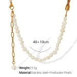 color: XL177 Freshwater Pearl Gold Necklace